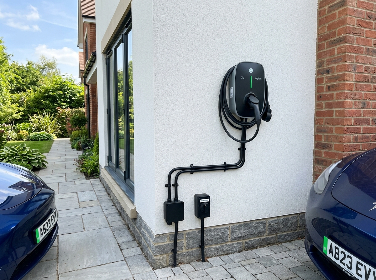 7.4kW smart EV wallbox charger installation on residential property