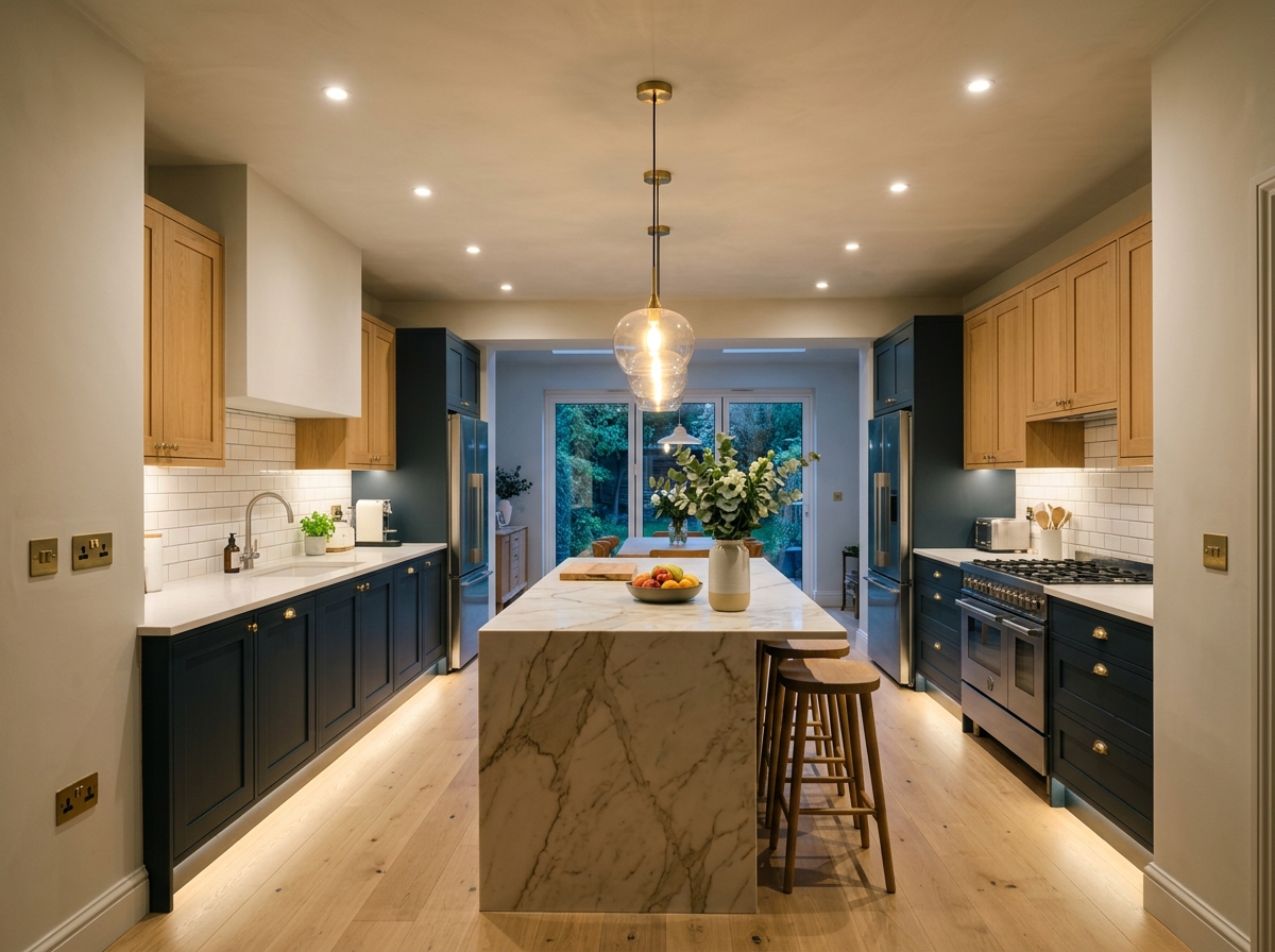 Architectural LED kitchen illumination fitout in Dublin residential property